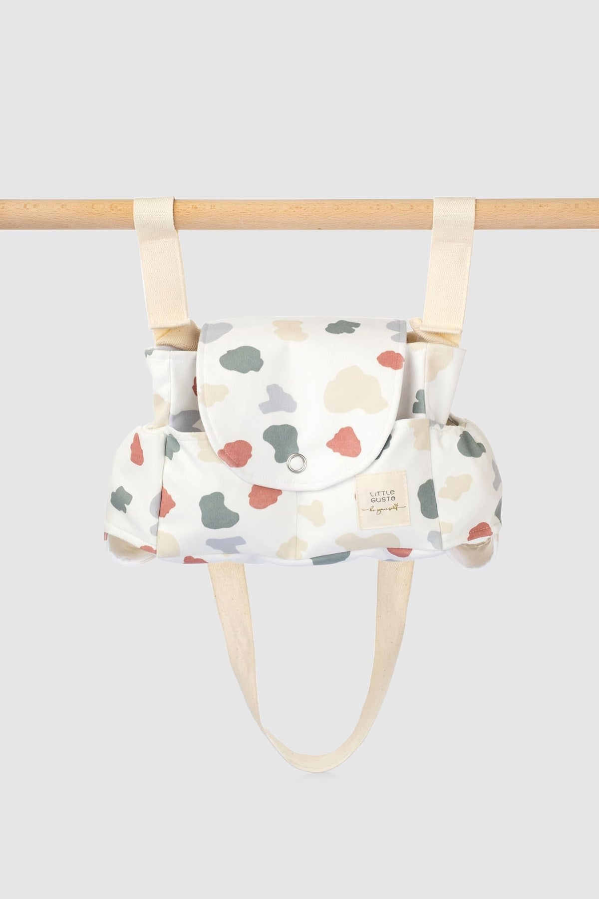 Organic Cotton Baby Stroller Organiser – Waterproof Pram Bag with Animal Print - Little Gusto