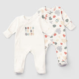 Organic Baby Sleepsuit - Long Sleeve Footed 2-Pack (Animal Pattern) - Little Gusto