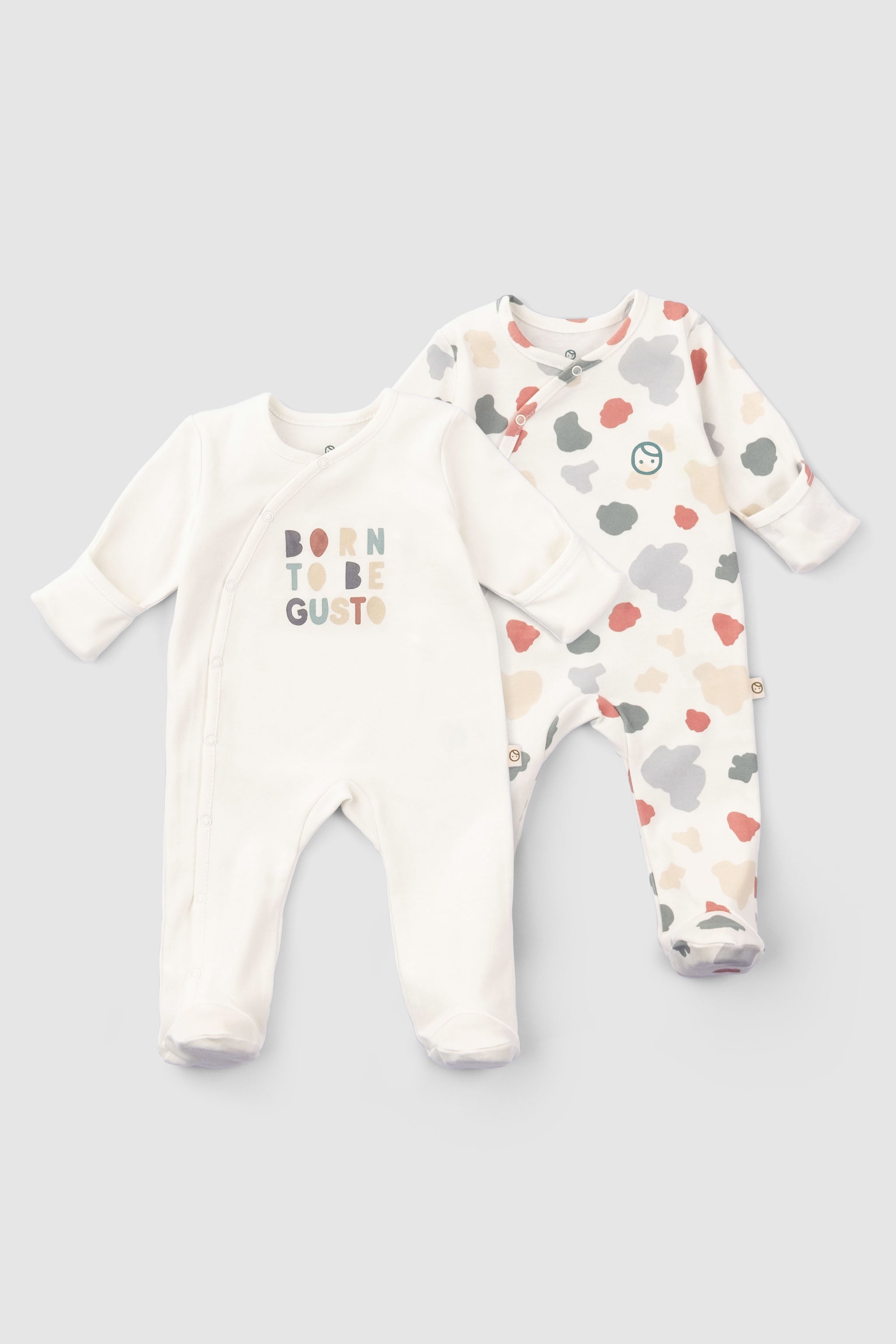 Organic Baby Sleepsuit - Long Sleeve Footed 2-Pack (Animal Pattern) - Little Gusto