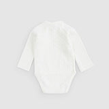 Organic Cotton Pointel Long Sleeve Ecru Double-breasted Bodysuit