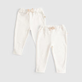 2 Pack Organic Cotton Baby Trousers - Ecru
