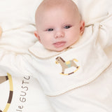 Organic Cotton Baby Collared Sleepsuit with Foal Embroidery - Playtime