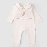 Organic Cotton Baby Collared Sleepsuit with Deer Embroidery - Playtime