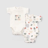 2 Piece Short Sleeve Organic Cotton Baby Body Set Animal Patterned