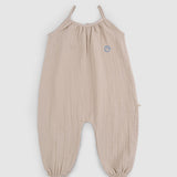 Organic Cotton Muslin Baby Dungarees - Beige