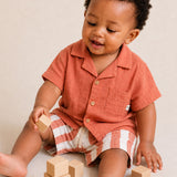 Organic Cotton Muslin Shirt & Shorts Set – Orange