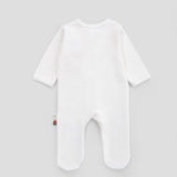 Organic Cotton Footed Baby Sleepsuit - Candy Cane Embroidery