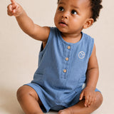 Organic Cotton Baby Short Romper – Blue