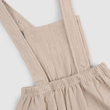 Organic Cotton Muslin Baby Bloomer Dungarees - Beige