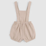 Organic Cotton Muslin Baby Bloomer Dungarees - Beige
