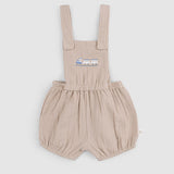 Organic Cotton Muslin Baby Bloomer Dungarees - Beige