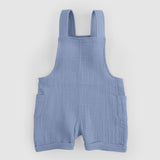 Organic Cotton Muslin Baby Short Dungarees – Blue