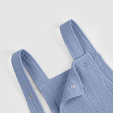 Organic Cotton Muslin Baby Short Dungarees – Blue