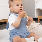 Organic Cotton Muslin Baby Short Dungarees – Blue