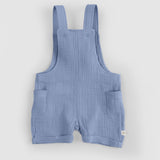 Organic Cotton Muslin Baby Short Dungarees – Blue