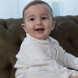 Organic Cotton Peter Pan Collar Baby Bodysuit – Ecru