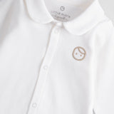 Organic Cotton Peter Pan Collar Baby Bodysuit – Ecru