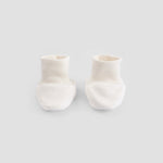 white organic cotton baby booties soft newborn socks back side