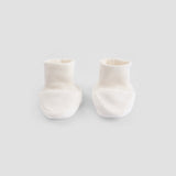white organic cotton baby booties soft newborn socks back side