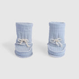 Organic Cotton Quilted Baby Booties – Blue