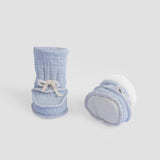 Organic Cotton Quilted Baby Booties – Blue