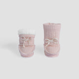 Organic Cotton Quilted Baby Booties – Pink