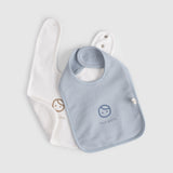 Organic Cotton Waterproof Baby Bib Set (2 Pack) - Blue & Ecru