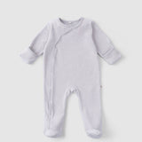 Organic Velour Baby Sleepsuit - Grey