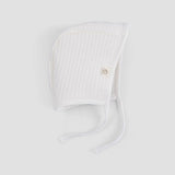 white ribbed baby bonnet organic cotton soft baby hat
