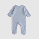 Organic Cotton 2 Pack Baby Sleepsuit Set - Blue & Ecru
