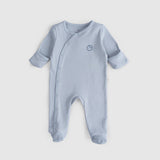 Organic Cotton 2 Pack Baby Sleepsuit Set - Blue & Ecru