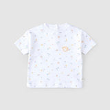 baby wearing organic cotton outfit picnic pattern
