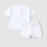 organic cotton baby shorts set picnic pattern front view
