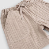 Organic Cotton Muslin Baby Shorts - Beige