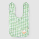folded organic baby bib green picnic fabric

