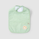 organic cotton waterproof baby bib green picnic pattern front