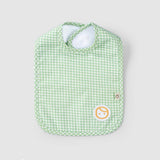 organic cotton waterproof baby bib green picnic pattern front