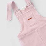 adjustable strap baby dungarees pink velour fabric