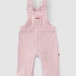organic cotton pink baby dungarees velour romper