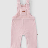 organic cotton pink baby dungarees velour romper