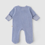 soft velour baby onesie blue
