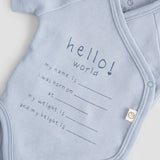 Personalised Organic Cotton Baby Vest - Hello World Blue