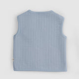 Quilted Organic Cotton Animal Appliqué Baby Vest – Blue