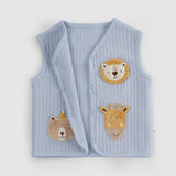 Quilted Organic Cotton Animal Appliqué Baby Vest – Blue