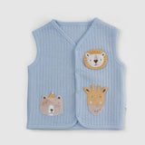 Quilted Organic Cotton Animal Appliqué Baby Vest – Blue