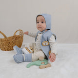 Quilted Organic Cotton Animal Appliqué Baby Vest – Blue