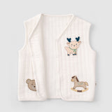 Quilted Organic Cotton Animal Appliqué Baby Vest – Ecru