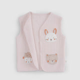 Quilted Organic Cotton Animal Appliqué Baby Vest – Pink