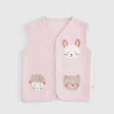 Quilted Organic Cotton Animal Appliqué Baby Vest – Pink