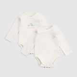 Twig Organic Cotton 2 Pack Long Sleeve Baby Bodysuits – Ecru